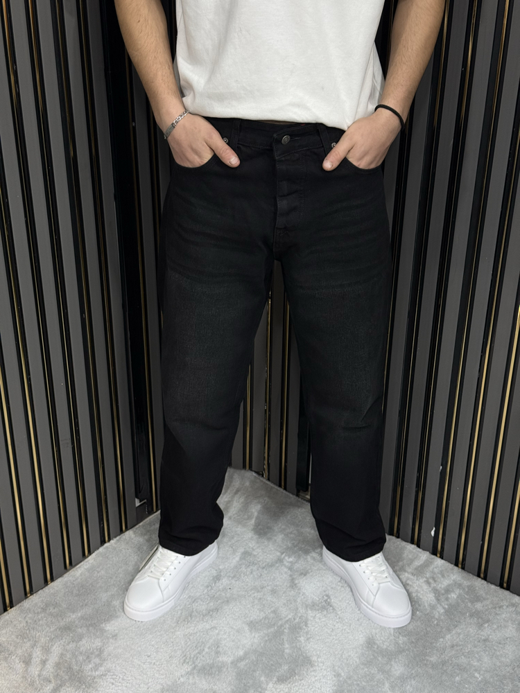 ARANAN MODEL! BAGGY SİYAH TAŞLAMALI KOT PREMİUM