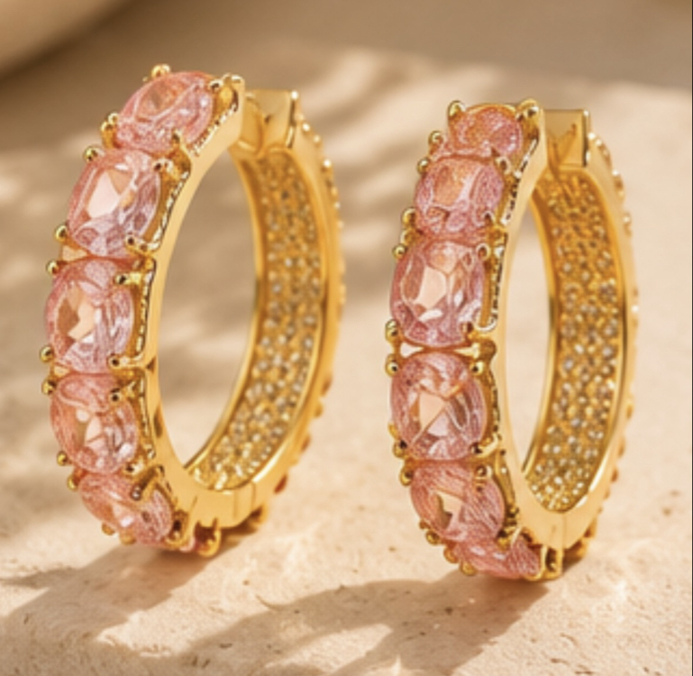 Pink quartz küpe