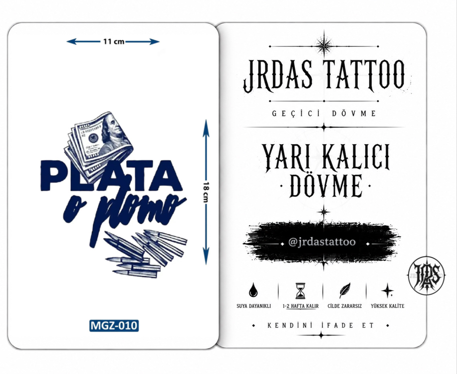 Yarı Kalıcı Orta Boy plata o plomo dövmesi