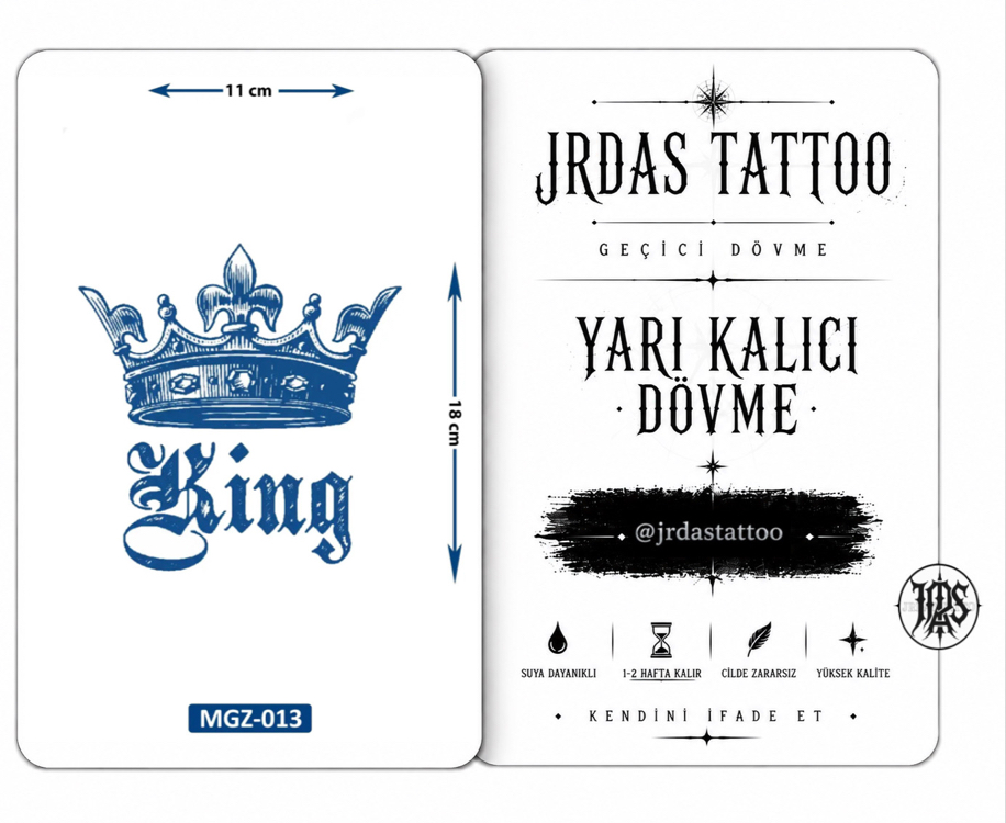 Yarı Kalıcı Orta Boy King Taç dövmesi