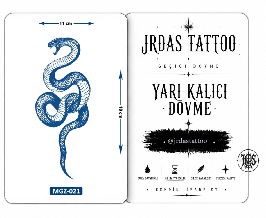 Yarı Kalıcı Orta Boy Kobra Yılan Dövmesi