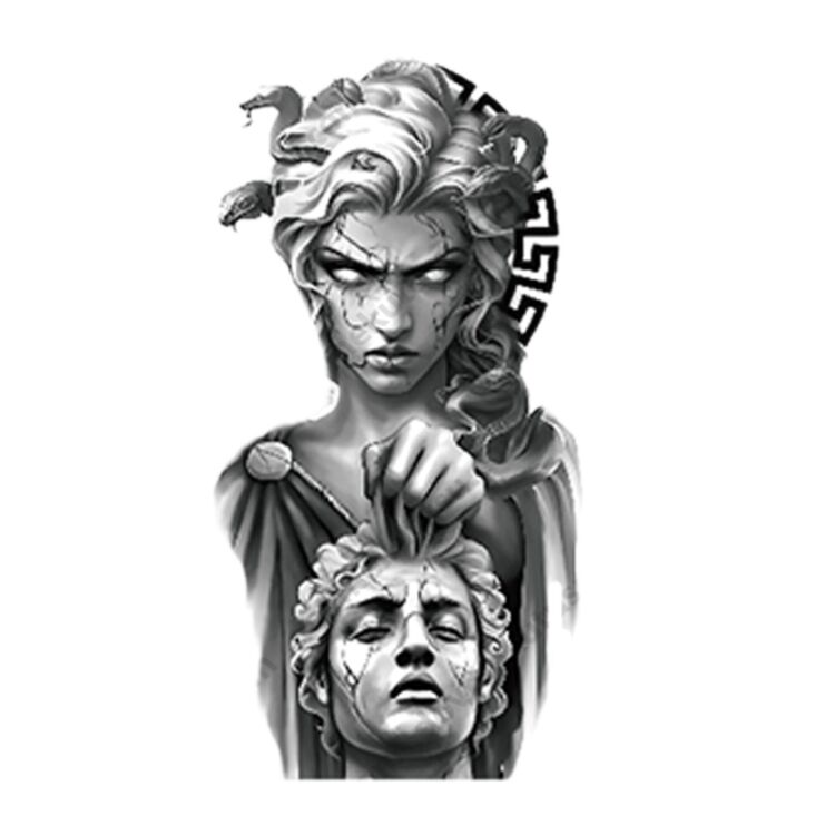 Medusa ve Perseus Yarım Kol Kaplama Geçici Dövme