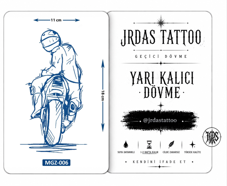 Yarı kalıcı Orta Boy Motorsiklet süvarisi dövmesi