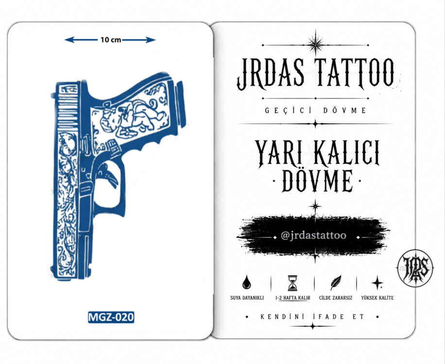Yarı Kalıcı Orta Boy Desenli Silah Dövmesi