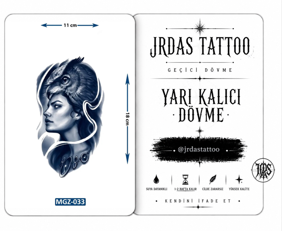 Yarı Kalıcı Orta Boy Kadın Yüzü Ve Kartal Dövmesi