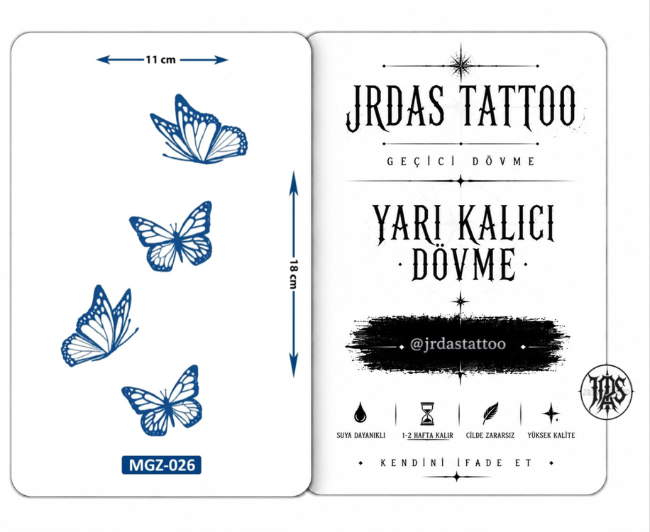 Yarı Kalıcı Orta Boy Kelebek Dövmesi