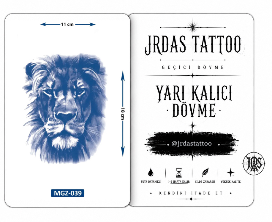 Yarı Kalıcı Orta Boy Aslan Dövmesi