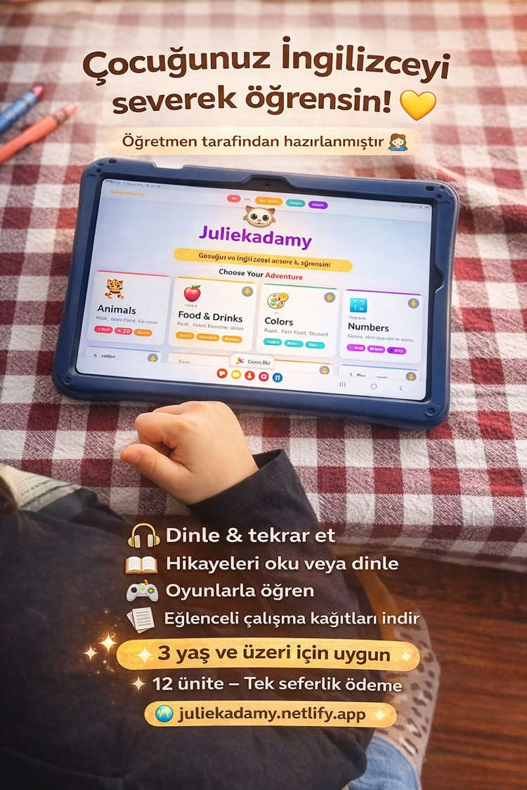 Juliekadamy – Eğlenceli İngilizce Öğrenme Uygulaması (3–8 Yaş)
