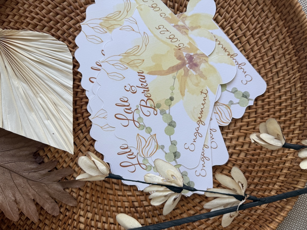 Yelpaze Kesim davetiye yellow*1 -30 adet-