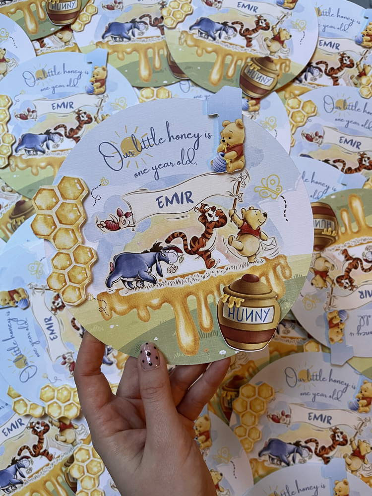 Winnie the Pooh birthday card 10 adet