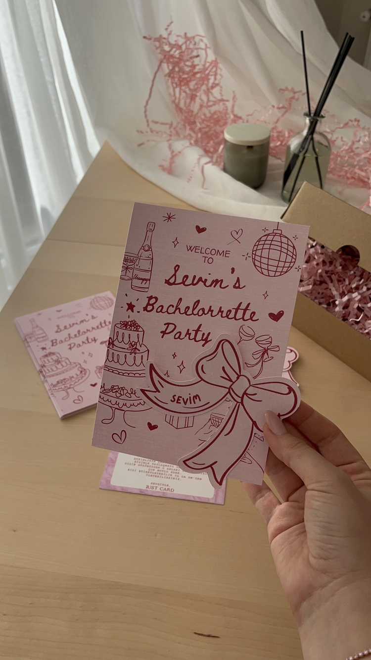 Pink *2 Bachelorette set 12 isimlik 12 masa kartı