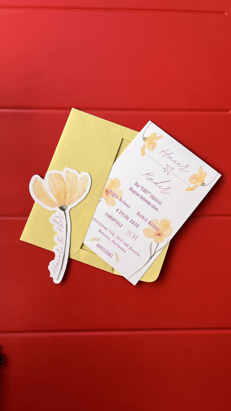 Yellow Flower SET (ÖZEL KESİM DETAY + KART +ZARF) 30 ADET