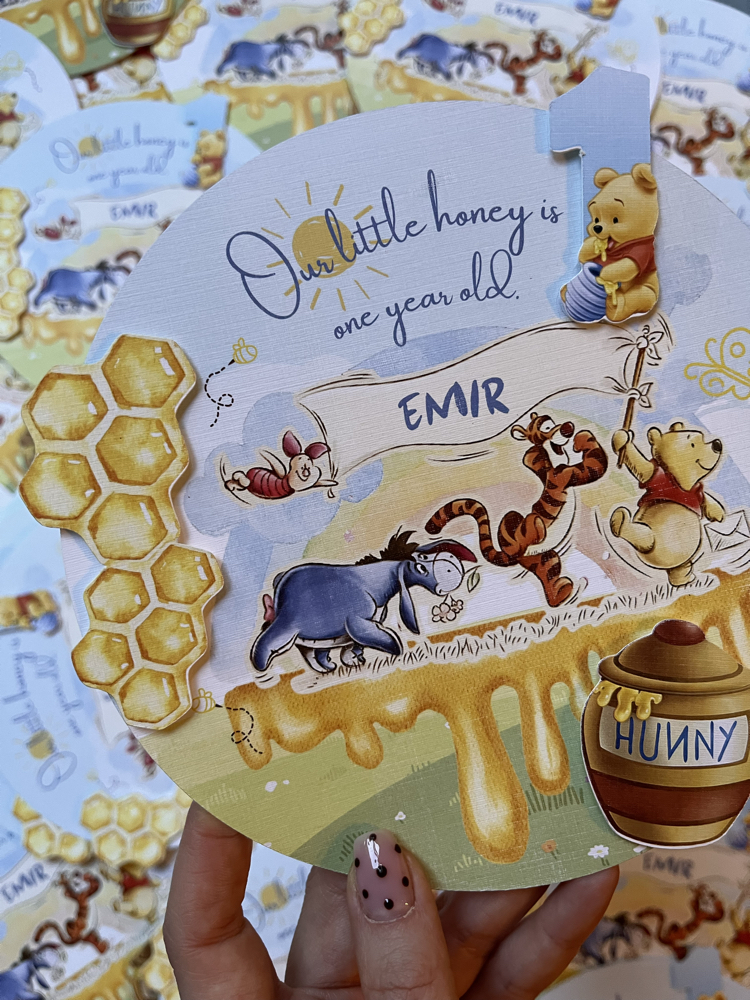 Winnie the Pooh birthday card 10 adet