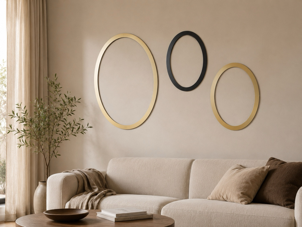 Oval Metal Çerçeve Seti | Dekoratif Duvar Çerçevesi | Mat Gold & Siyah
