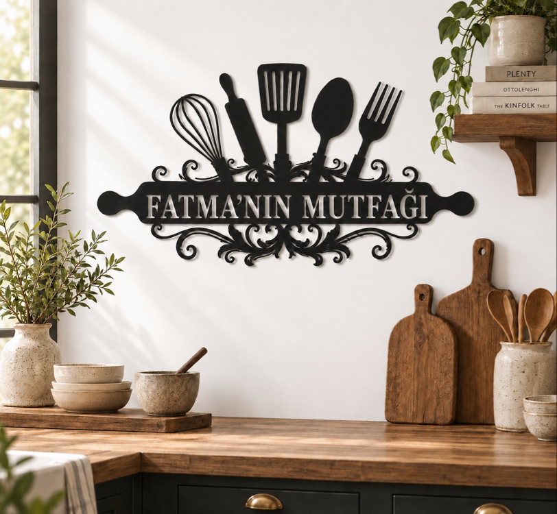 Kişiye Özel İsimli Metal Mutfak Dekoru - Dekoratif Duvar Tabelası