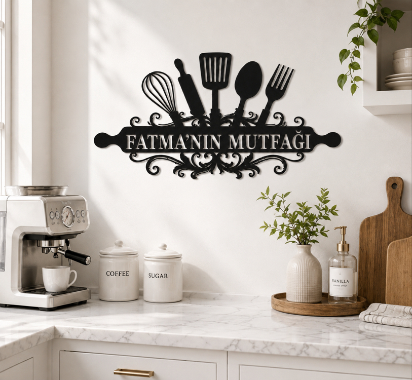 Kişiye Özel İsimli Metal Mutfak Dekoru - Dekoratif Duvar Tabelası