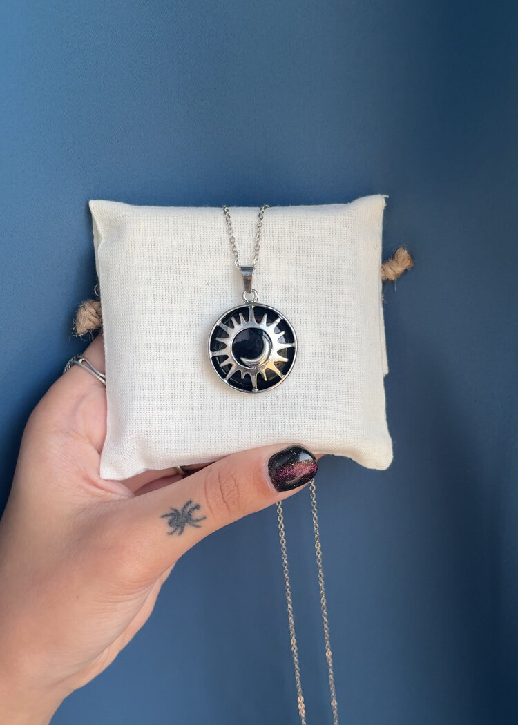 Sun&Moon Kolye Siyah Akik