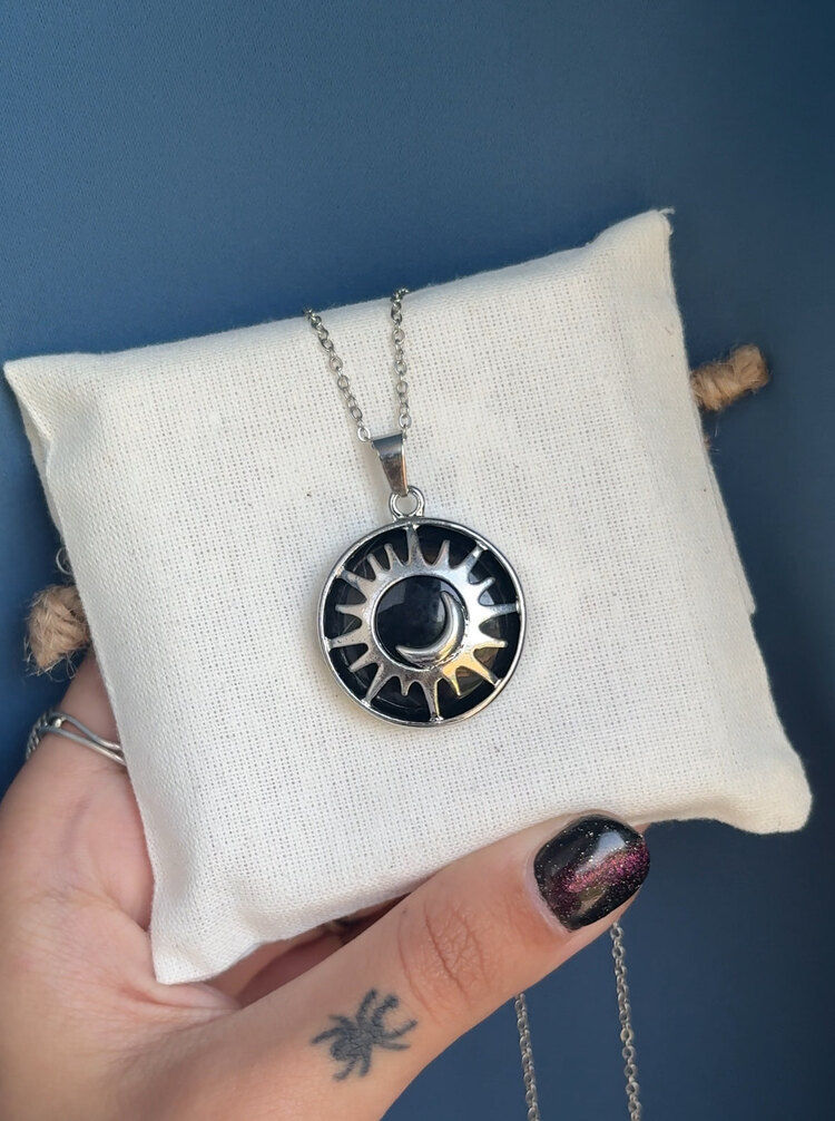 Sun&Moon Kolye Siyah Akik