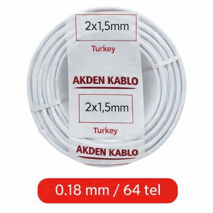 AKDEN CCA TTR KABLOSU 2x1.5 mm² Beyaz – 100 Metre