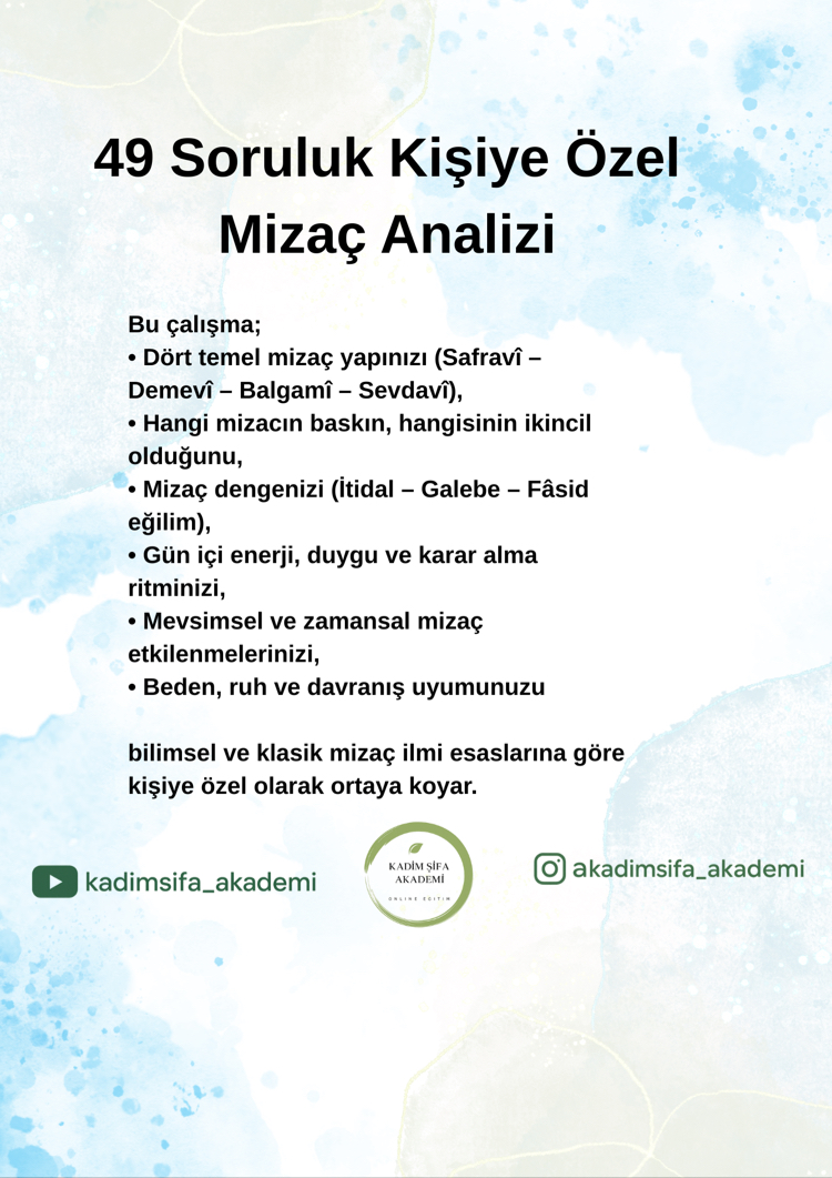 49 Soruluk Kişiye Özel Mizaç Analizi