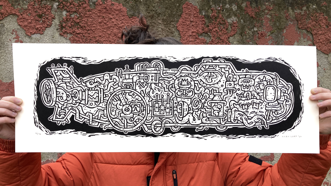 Submarine, Linocut print - Edition of 16