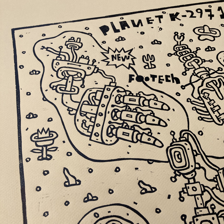 Planet K-2971, Linocut Print, Edition of 11