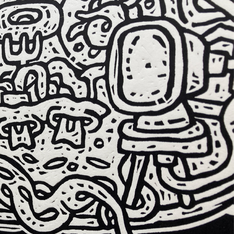 Submarine, Linocut print - Edition of 16
