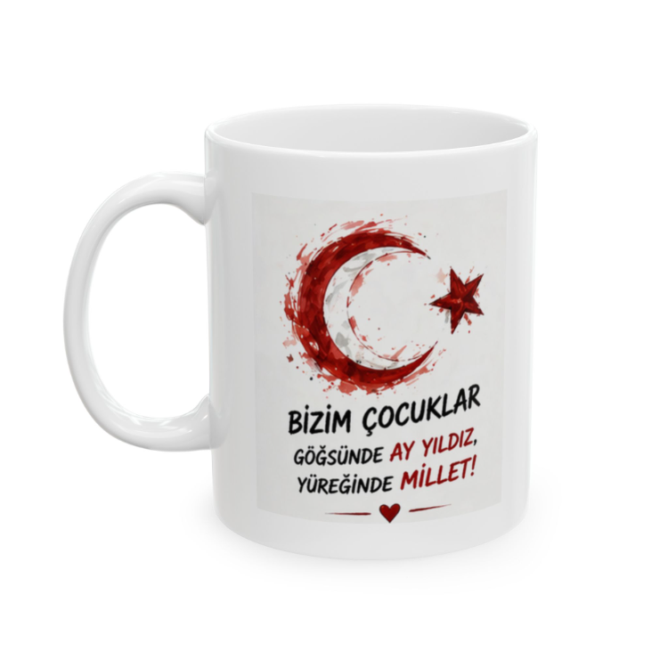 KAFA BASKI Ay Yıldız Temalı Porselen Kupa – Bizim Çocuklar Tasarımlı – KF13052608