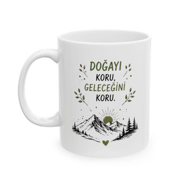 KAFA BASKI Doğa Temalı Porselen Kupa Bardak – Çevre Dostu Minimal Tasarım