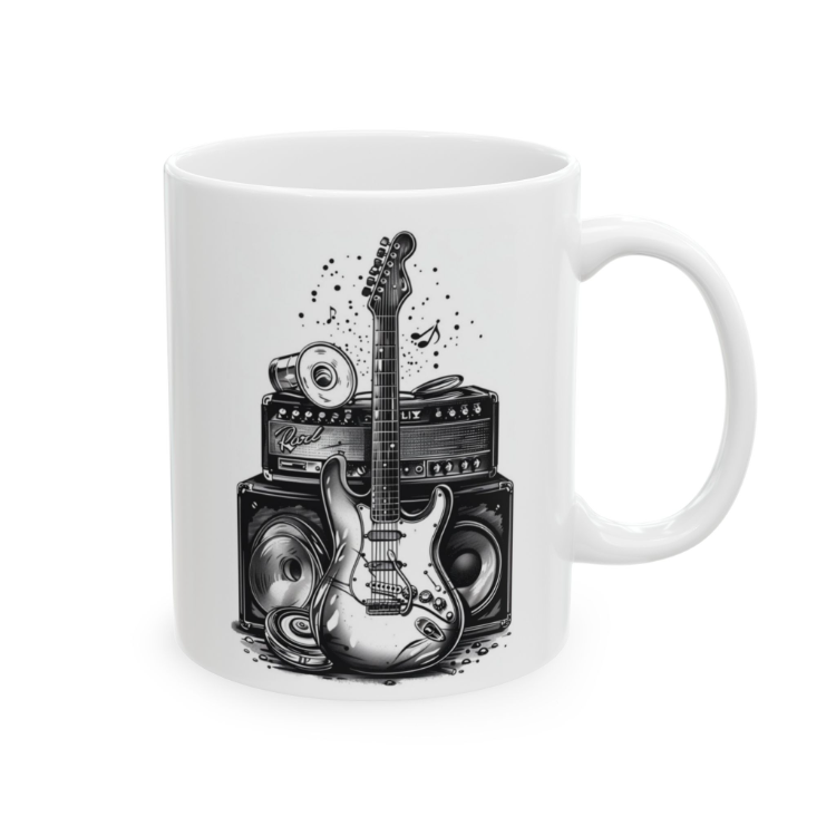 KAFA BASKI Elektro Gitar Temalı Porselen Kupa – Rock Müzik Tasarımı – KF17052620