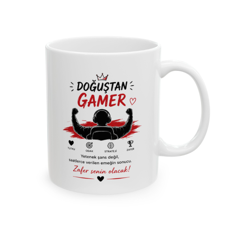 KAFA BASKI Doğuştan Gamer Porselen Kupa – Oyuncu Temalı Kupa – KF19052620