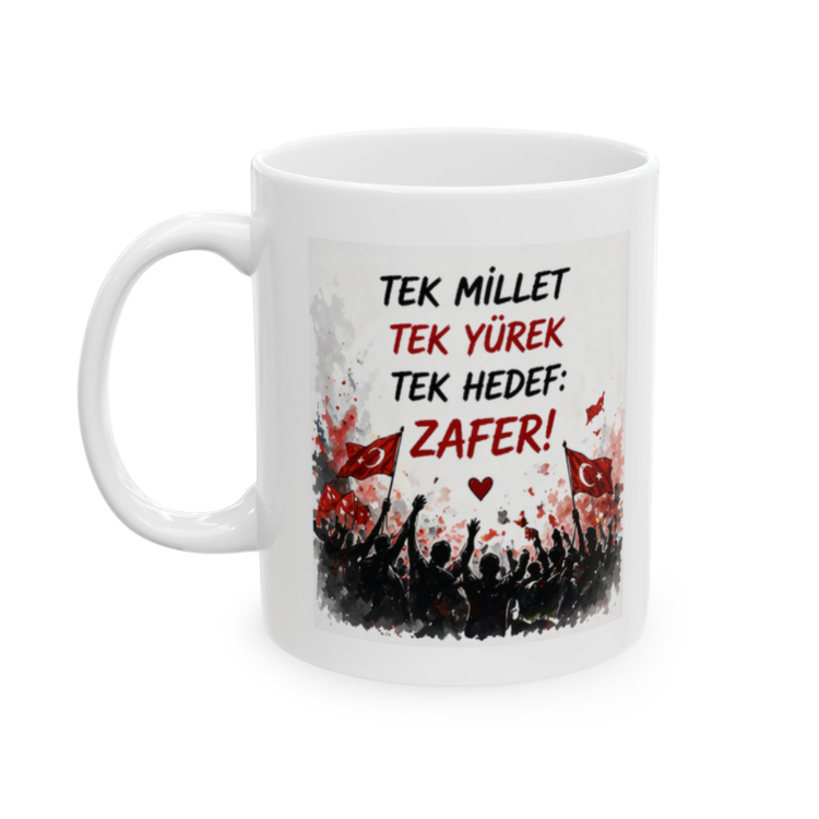 KAFA BASKI Tek Millet Temalı Porselen Kupa – Zafer Mesajlı Tasarım – KF13052612