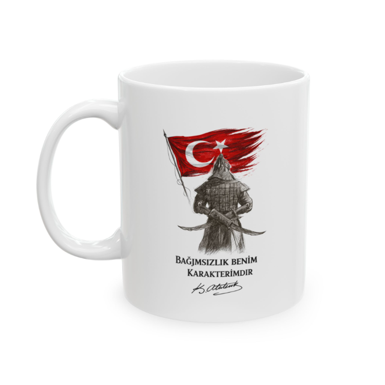 KAFA BASKI Bağımsızlık Benim Karakterimdir Tasarımlı Porselen Kupa Bardak