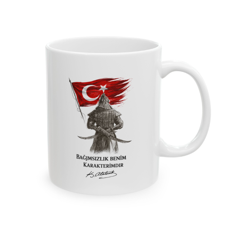 KAFA BASKI Bağımsızlık Benim Karakterimdir Tasarımlı Porselen Kupa Bardak