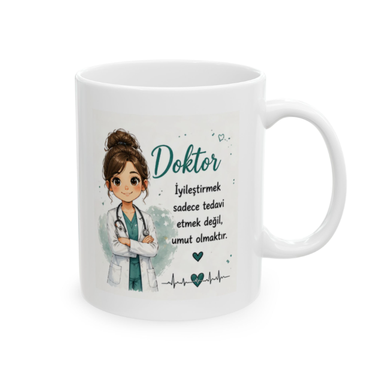 KAFA BASKI Doktor Temalı Porselen Kupa – İyileştirmek Sadece Tedavi Etmek Değil Umut Olmaktır