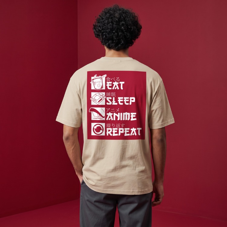 Eat Sleep Anime Repeat Oversize T-Shirt