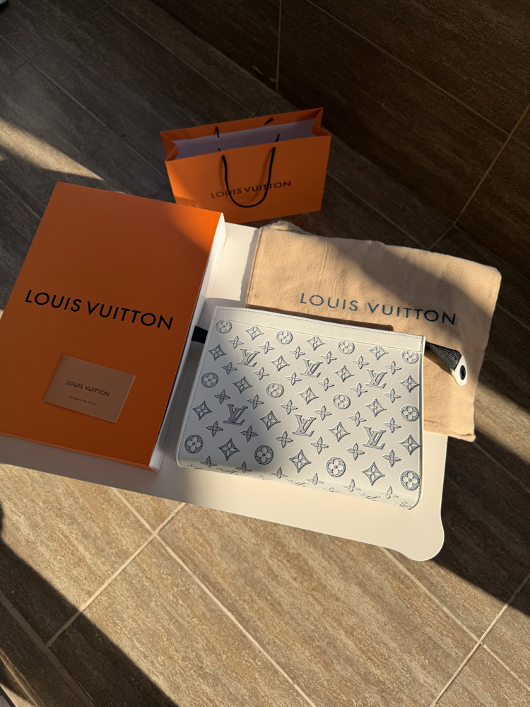 LV Clutch Çanta Premium İthal Beyaz (FULL SET)