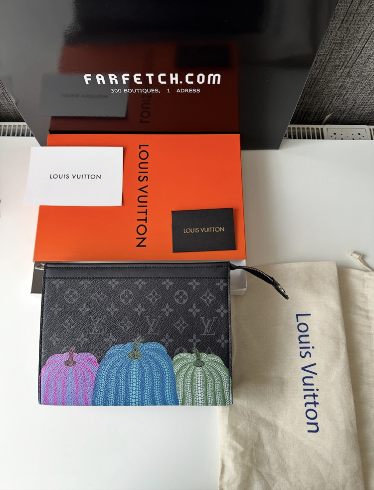 LV Clutch Çanta Premium Siyah Desenli (FULL SET)