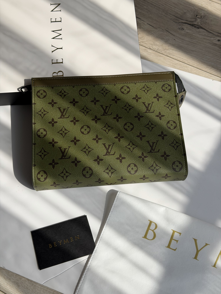 LV Clutch Çanta Premium İthal Haki (FULL SET)