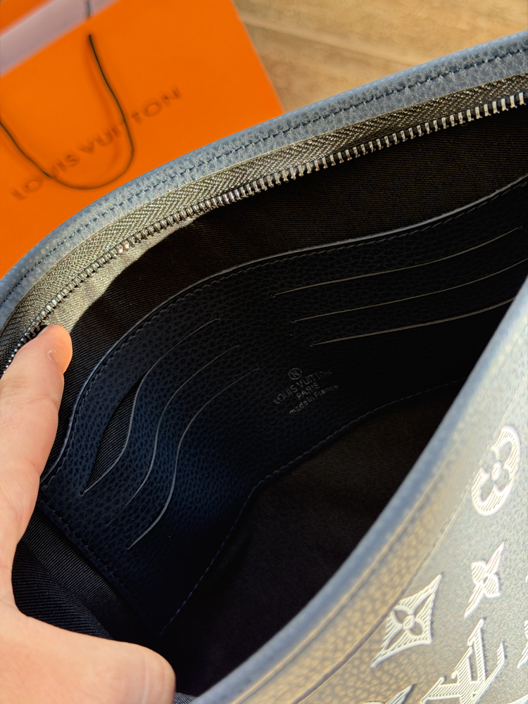 LV Clutch Çanta Premium İthal Lacivert (FULL SET)