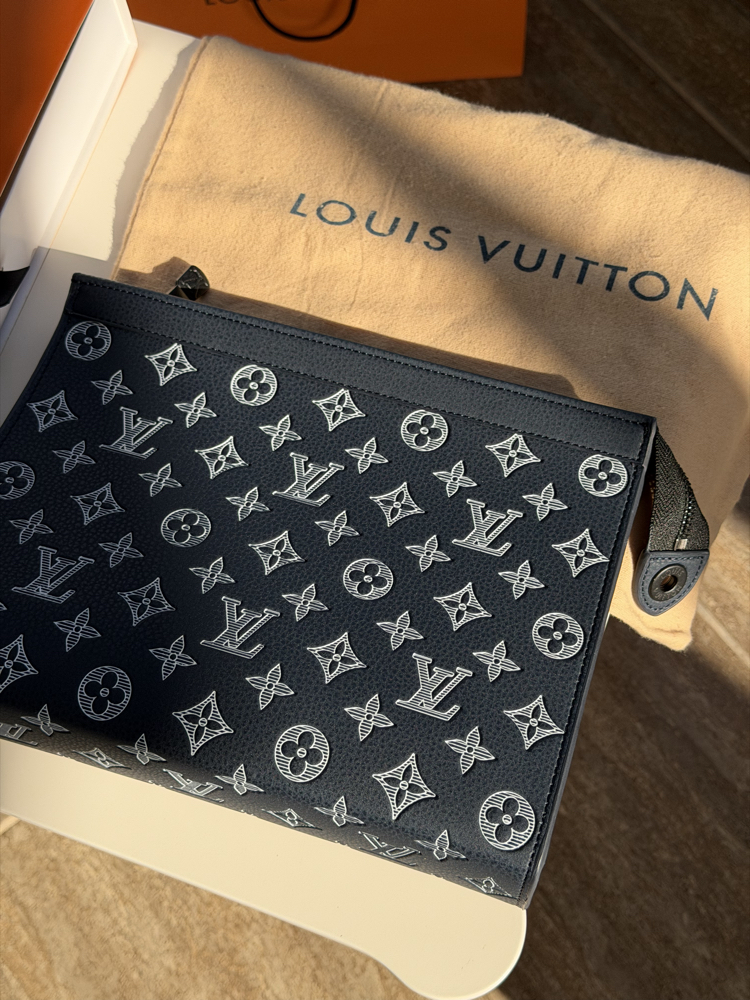 LV Clutch Çanta Premium İthal Lacivert (FULL SET)