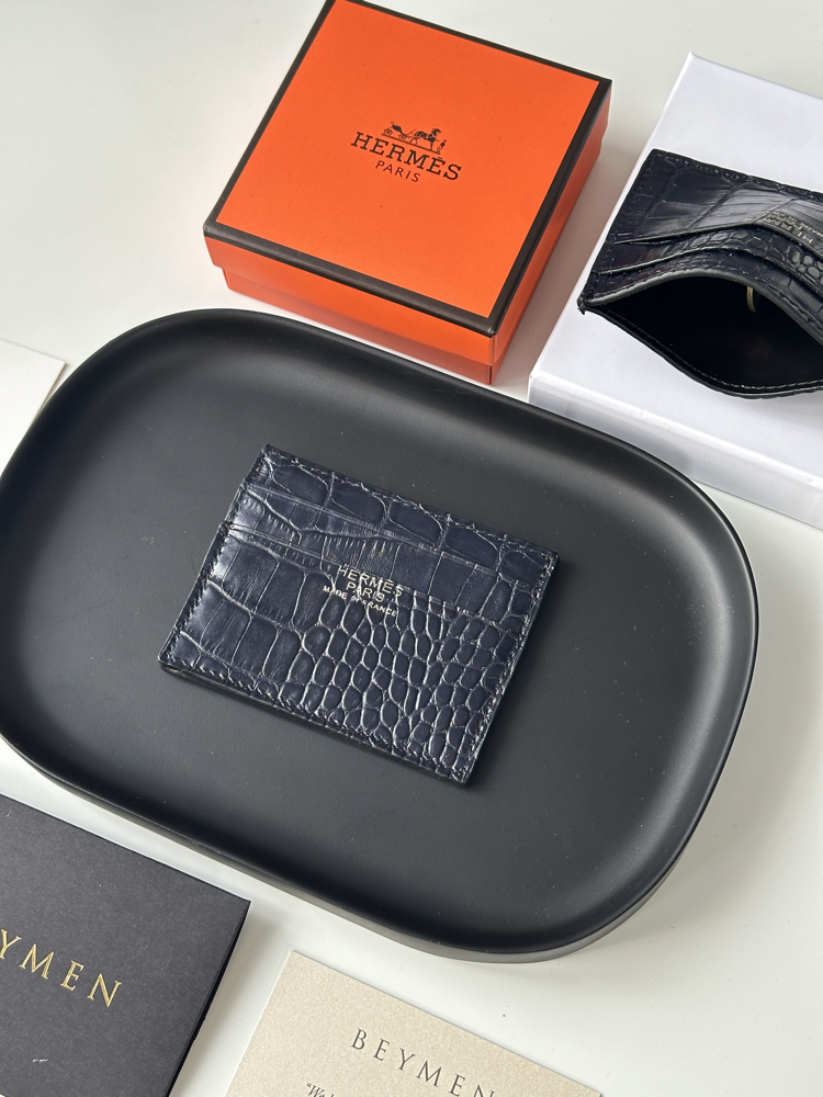 HERMES Kartlık %100 HAKİKİ DERİ (Lacivert)