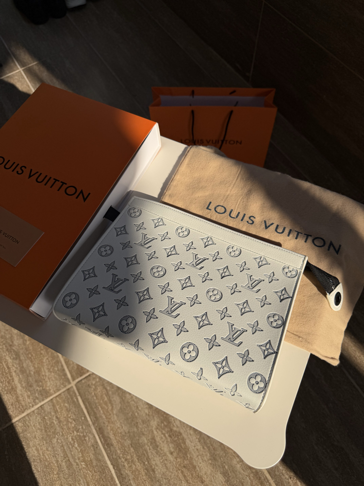 LV Clutch Çanta Premium İthal Beyaz (FULL SET)