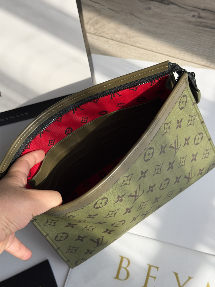 LV Clutch Çanta Premium İthal Haki (FULL SET)