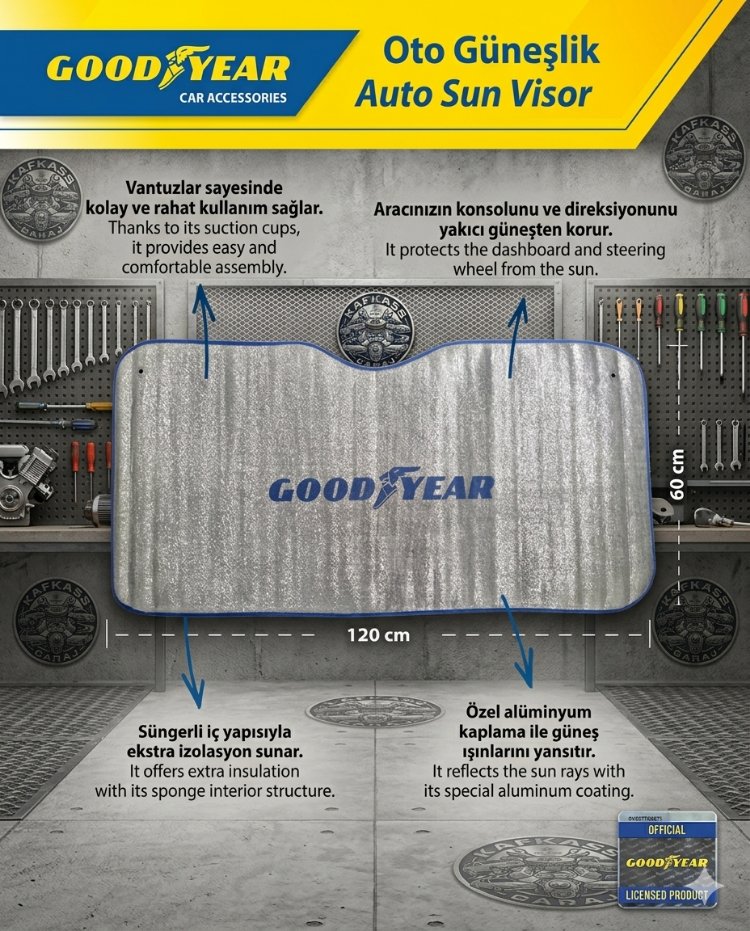 Goodyear Anti-UV Oto Güneşlik 120x60cm