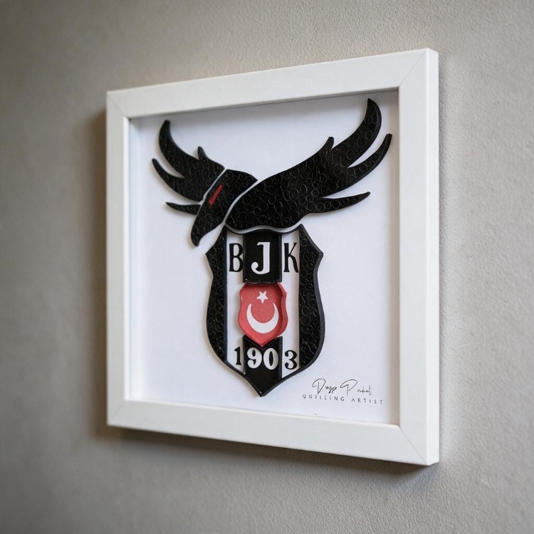 Beşiktaş Taraftarına Özel Quilling Tablo | Kartal ve Arma Tasarımı | Şık Duvar Dekoru