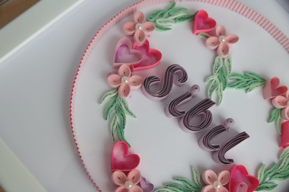 Kişi ismine özel derin çerçeveli quiling tablo