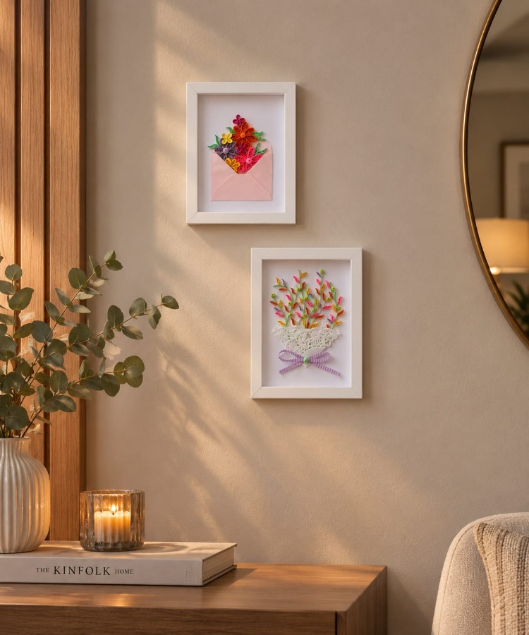 Quilling Vazo ve Çiçek Buketi Tablosu | Pastel Renkli  Kağıt Sanatı | Ev ve Ofis Dekorasyonu   