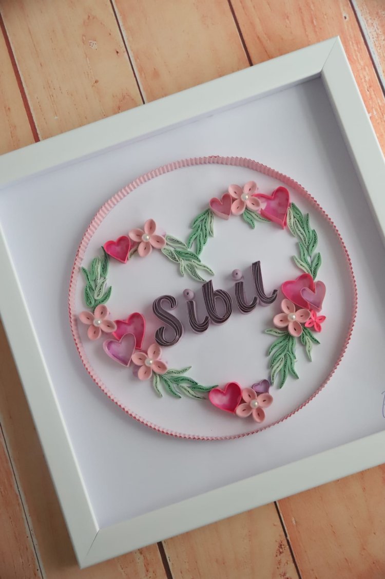 Kişi ismine özel derin çerçeveli quiling tablo