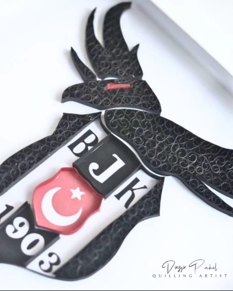 Beşiktaş Taraftarına Özel Quilling Tablo | Kartal ve Arma Tasarımı | Şık Duvar Dekoru